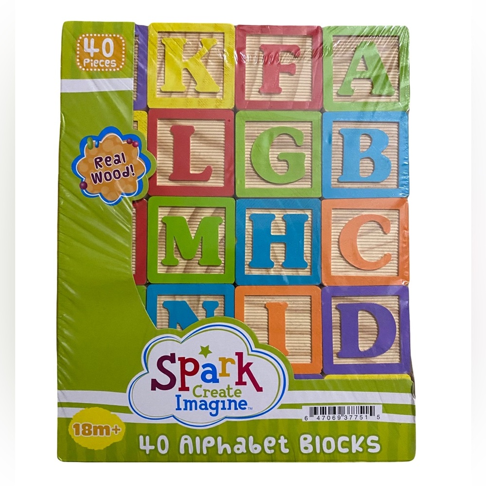 Spark Create Imagine Wooden Alphabet Blocks 40 Wood Pieces - Age‎ 18 Months Plus
